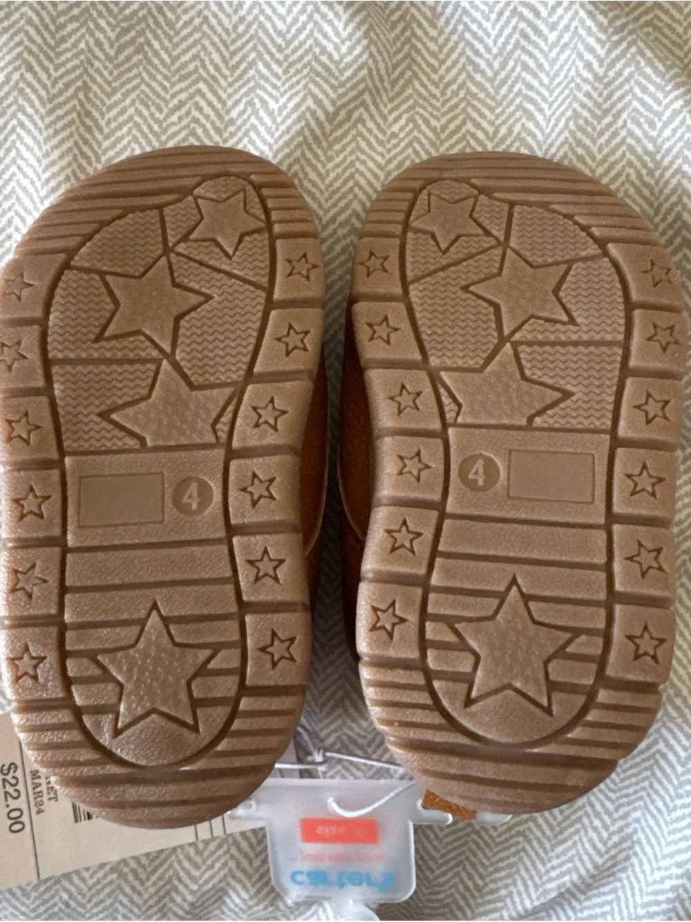 NEW Carter's Toddler Boys Kyrie Boots Brown SZ 4 Soft Soles For Learning To Walk